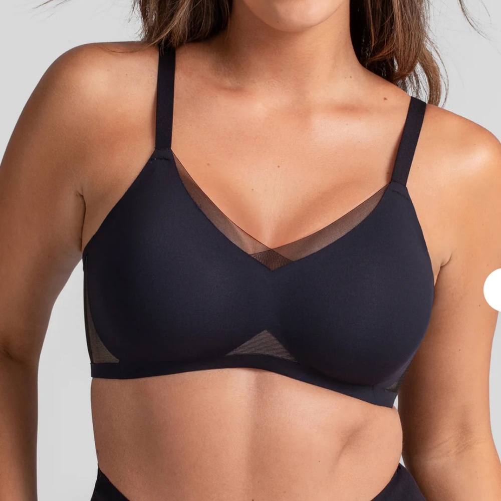 NWT Honeylove CrossOver Bra size 38 B/C  Women's Black Mesh Detail Bra
